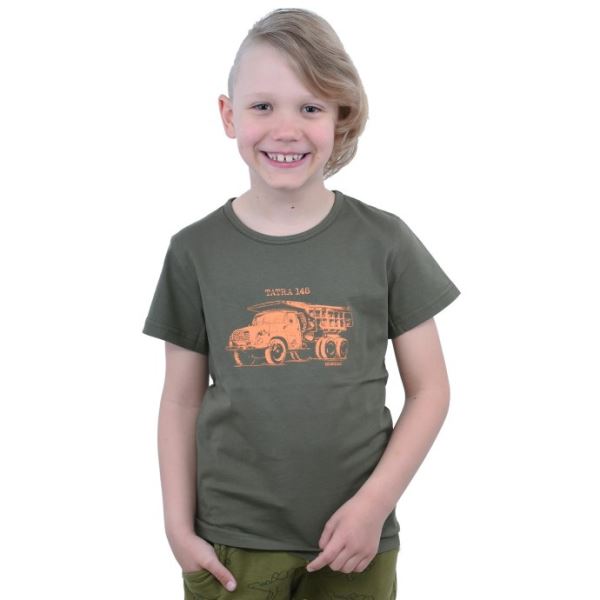 Kinder-T-Shirt BUSHMAN BOB dunkelgrün