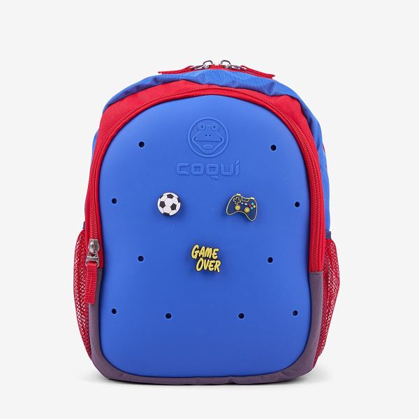 Kinderrucksack COQUI BAGSY blau/rot + Amulette