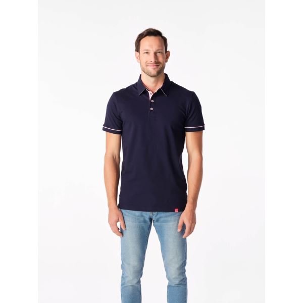 Herren-Poloshirt CityZen ANTONY dunkelblau/rosa