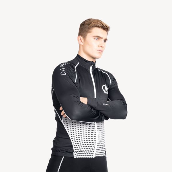 Dare2b VIRTUOSITY Langarm-Radtrikot für Herren Schwarz/Weiß