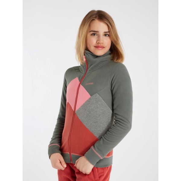 Mädchen-Fleece-Sweatshirt Protest ANNELOT grün/rot