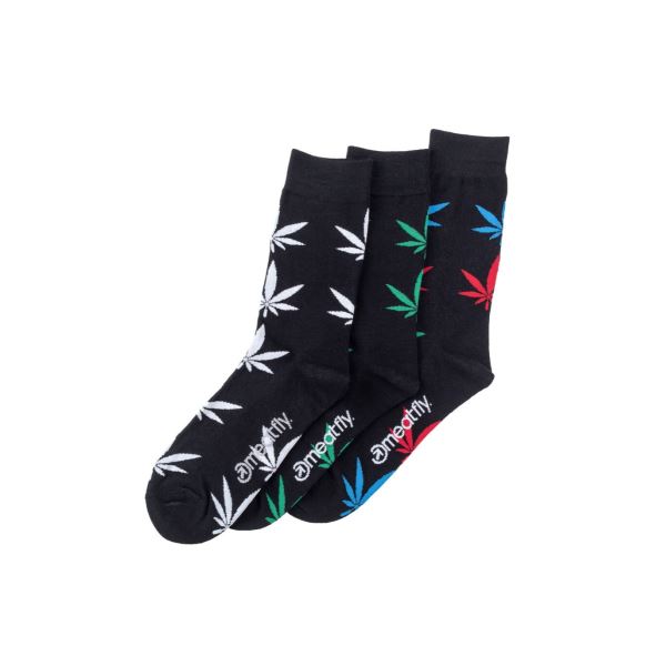 Meatfly Socken Ganja Schwarze Socken – S19 Dreierpack