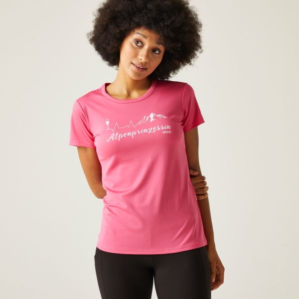 Damen Funktions-T-Shirt Regatta FINGAL SLOGAN rosa