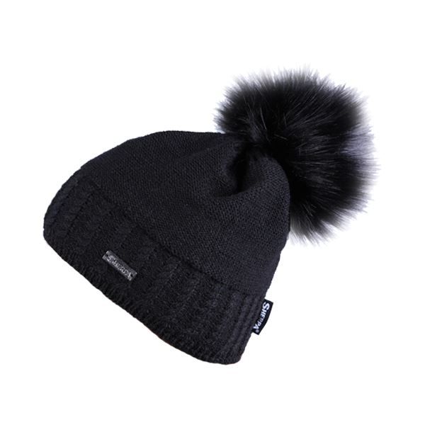 Damen Winter-Sherpa-Mütze AMBER schwarz